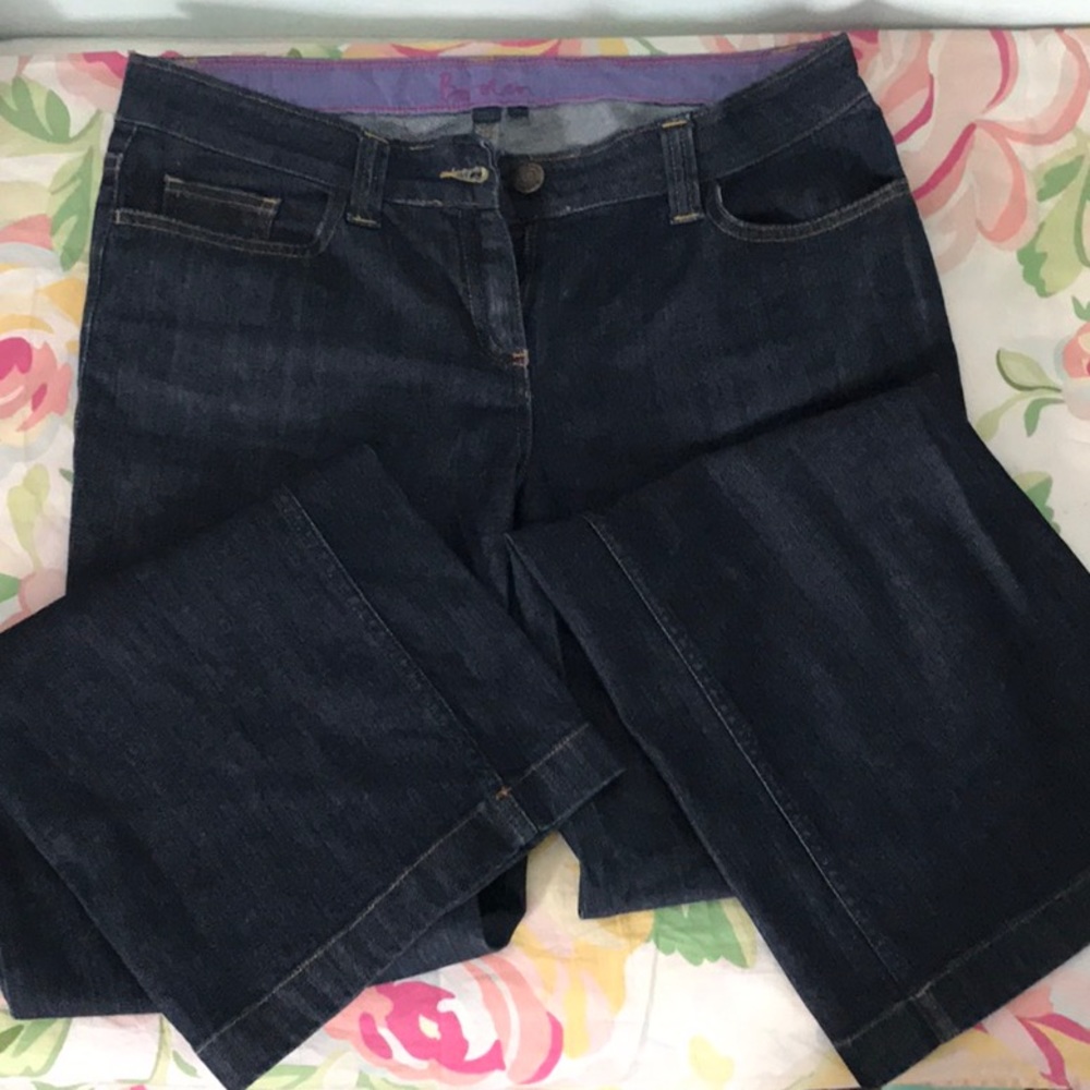 Boden Wide Leg Jeans 14 L Dark Wash EUC